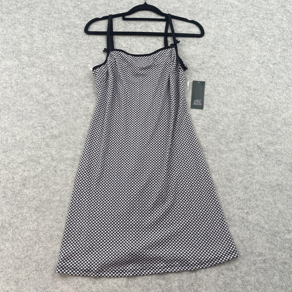 Wild Fable Dress Womens S Black Check Knit Slip Scoop Neck Short Summer Strappy